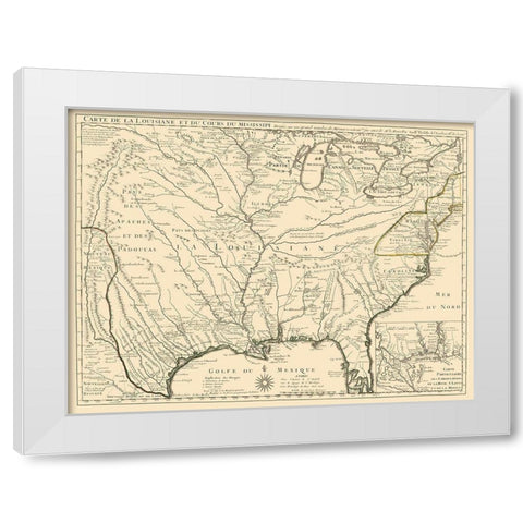 Louisiana and Surrounding Territories White Modern Wood Framed Art Print by Delifle