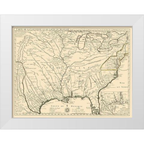 Louisiana and Surrounding Territories White Modern Wood Framed Art Print by Delifle