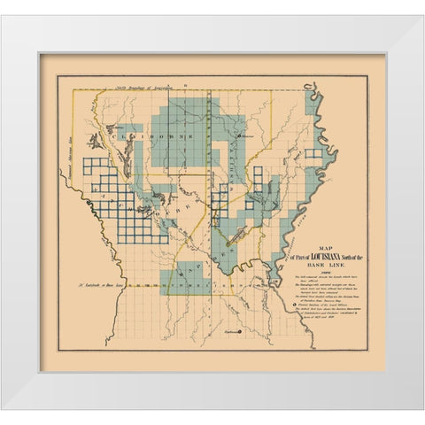 Louisiana Northern Survey Plat - 1836 White Modern Wood Framed Art Print by Unknown