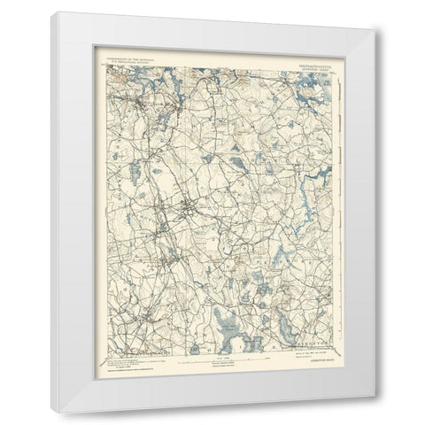 Barnstable Massachusetts Quad - USGS 1893 White Modern Wood Framed Art Print by USGS