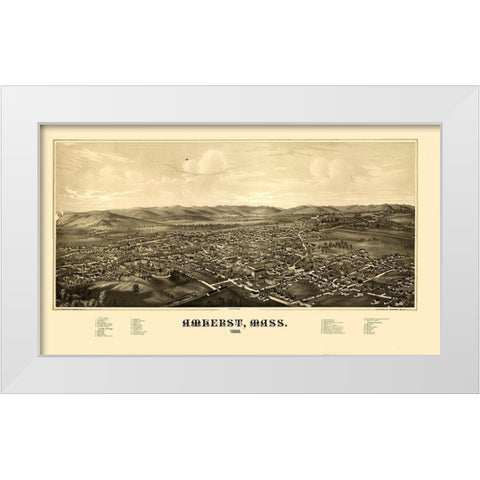 Amherst Massachusetts - Burleigh 1886  White Modern Wood Framed Art Print by Burleigh