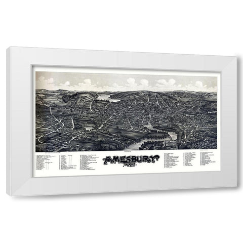 Amesbury Massachusetts - Norris 1890  White Modern Wood Framed Art Print by Norris