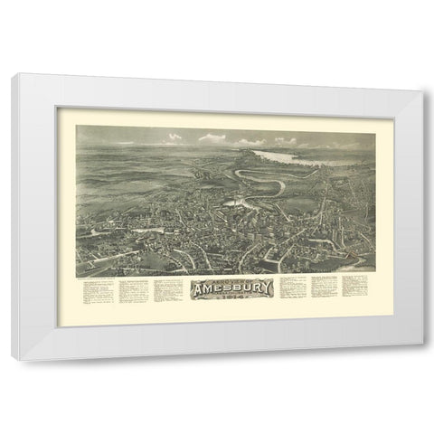 Amesbury Massachusetts - Bailey 1914  White Modern Wood Framed Art Print by Bailey