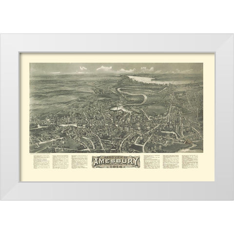 Amesbury Massachusetts - Bailey 1914  White Modern Wood Framed Art Print by Bailey