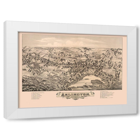 Arlington Massachusetts - Bailey 1884  White Modern Wood Framed Art Print by Bailey