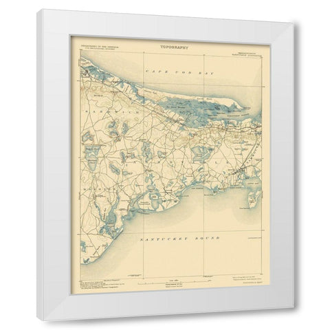 Barnstable Massachusetts Quad - USGS 1893 White Modern Wood Framed Art Print by USGS