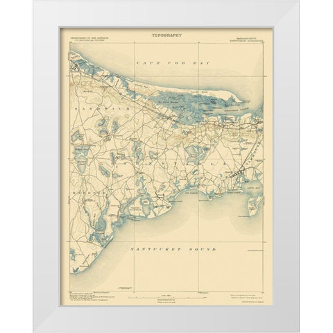 Barnstable Massachusetts Quad - USGS 1893 White Modern Wood Framed Art Print by USGS