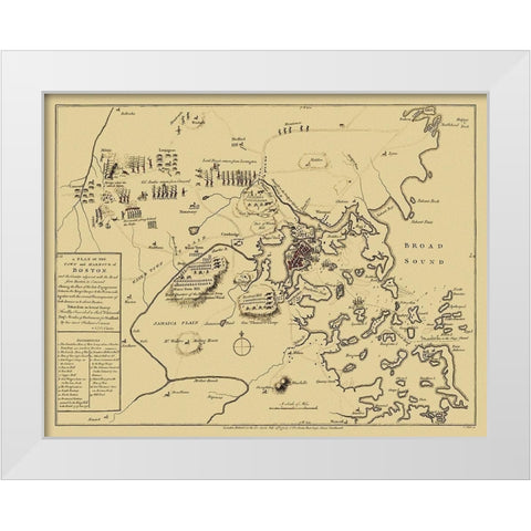 Boston Massachusetts - Hall 1775 White Modern Wood Framed Art Print by Hall