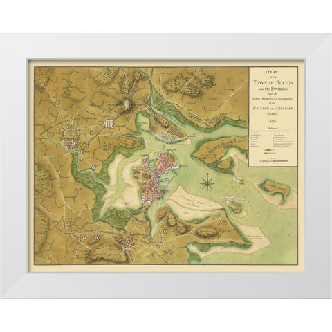 Boston Massachusetts - Page  1776 White Modern Wood Framed Art Print by Page