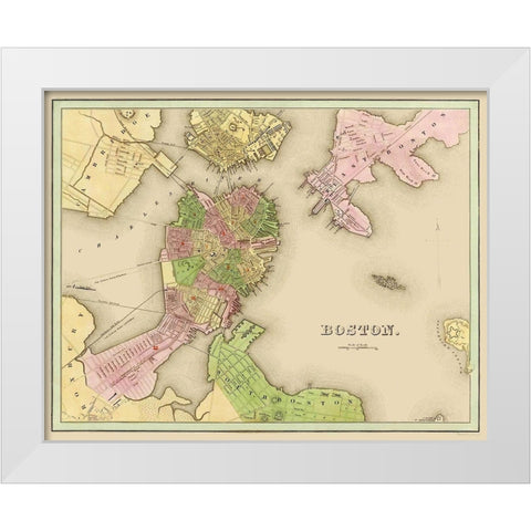 Boston Massachusetts - Castle 1841 White Modern Wood Framed Art Print by Castle