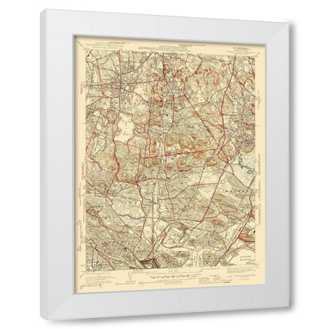 Boston South Massachusetts Quad - USGS 1946 White Modern Wood Framed Art Print by USGS