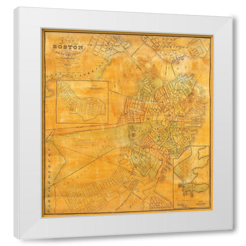 Boston, Charlestown, Cambridge Massachusetts White Modern Wood Framed Art Print by Smith