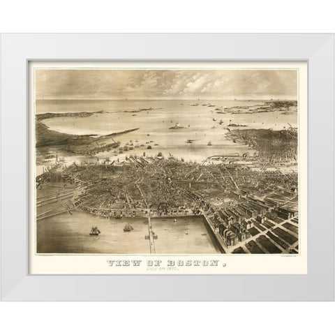 Boston Massachusetts - Fuchs 1870 White Modern Wood Framed Art Print by Fuchs