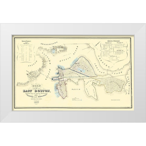 East Boston Massachusetts - Moore 1837 White Modern Wood Framed Art Print by Moore