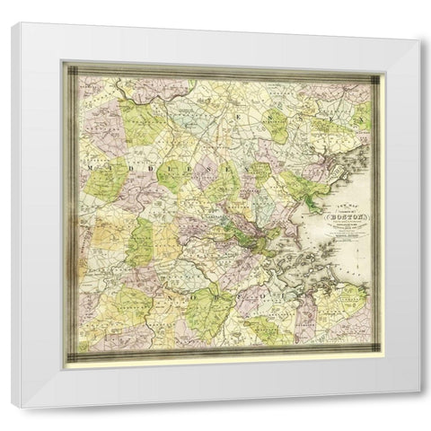 Boston Massachusetts - Dearborn 1841 White Modern Wood Framed Art Print by Dearborn