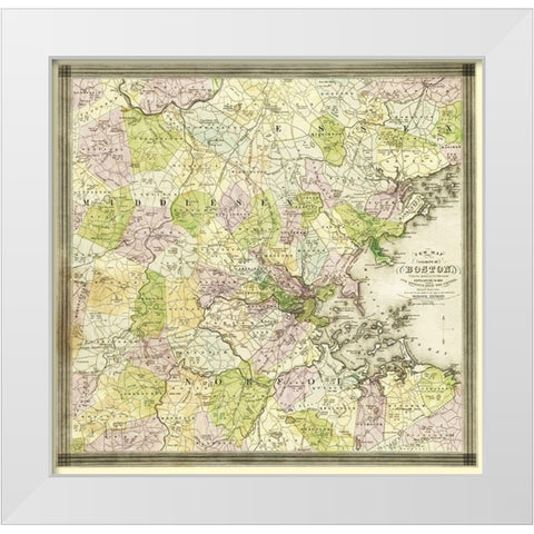 Boston Massachusetts - Dearborn 1841 White Modern Wood Framed Art Print by Dearborn