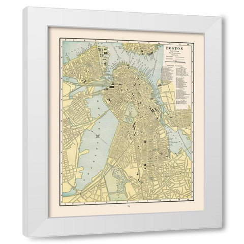 Boston  Massachusetts - Cram 1892 White Modern Wood Framed Art Print by Cram