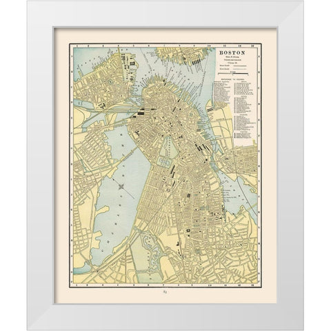 Boston  Massachusetts - Cram 1892 White Modern Wood Framed Art Print by Cram
