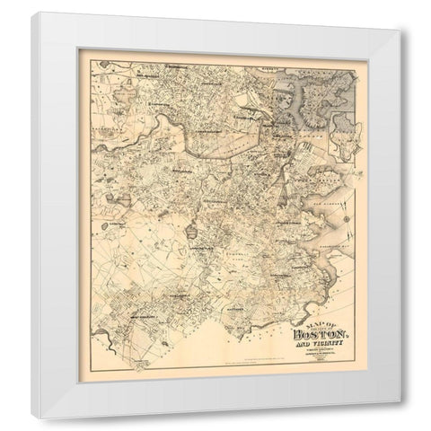 Boston Massachusetts - Murdock 1907 White Modern Wood Framed Art Print by Murdock
