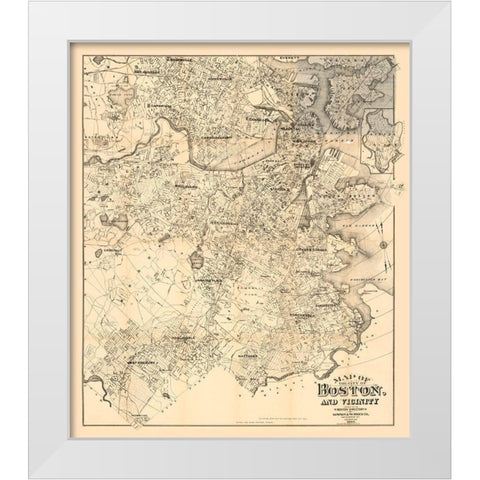 Boston Massachusetts - Murdock 1907 White Modern Wood Framed Art Print by Murdock