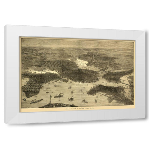 Boston Massachusetts - Sulman 1870  White Modern Wood Framed Art Print by Sulman