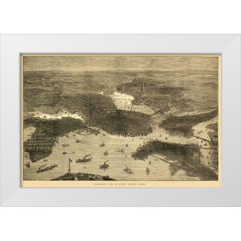 Boston Massachusetts - Sulman 1870  White Modern Wood Framed Art Print by Sulman