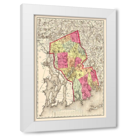 Bristo Massachusetts - Walling 1871 White Modern Wood Framed Art Print by Walling