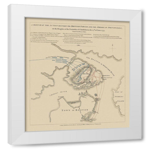 Bunker Hill Battle Boston Massachusetts White Modern Wood Framed Art Print by Jefferys