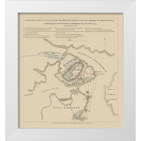 Bunker Hill Battle Boston Massachusetts White Modern Wood Framed Art Print by Jefferys