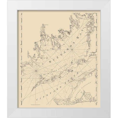 Buzzards Bay, Vineyard Sound - 1776 White Modern Wood Framed Art Print by Unknown