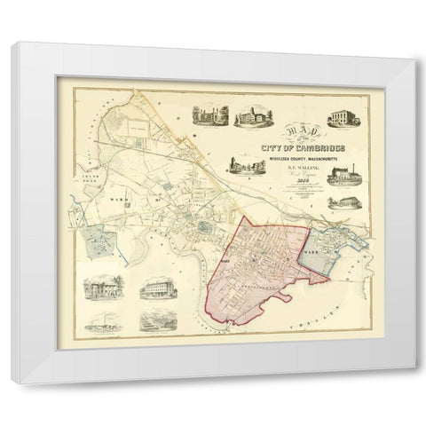 Cambridge Massachusetts - Friend 1854 White Modern Wood Framed Art Print by Friend