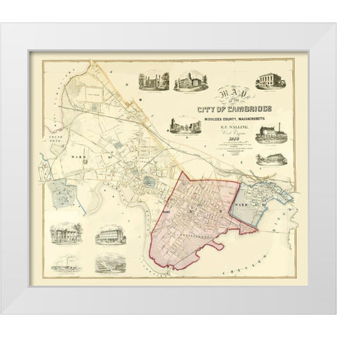 Cambridge Massachusetts - Friend 1854 White Modern Wood Framed Art Print by Friend