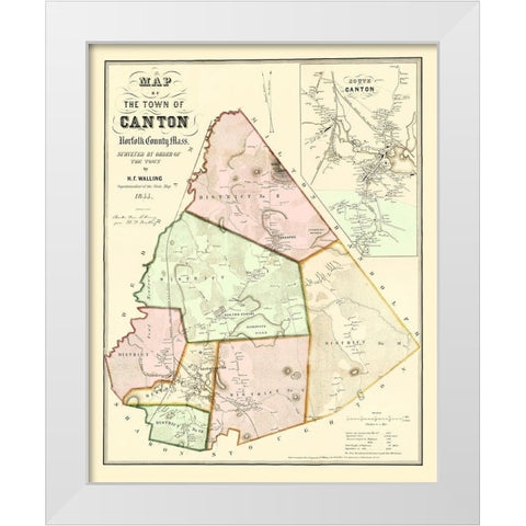 Canton Massachusetts - Kollners 1855 White Modern Wood Framed Art Print by Kollners