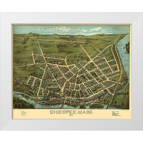 Chicopee Massachusetts - Brimner 1878 White Modern Wood Framed Art Print by Bremner