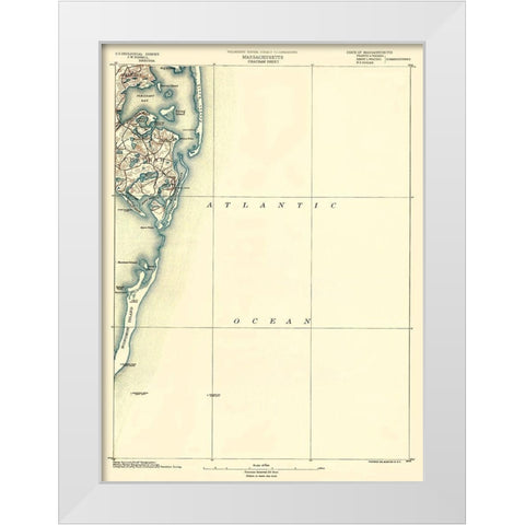 Chatham Massachusetts Sheet - USGS 1890 White Modern Wood Framed Art Print by USGS