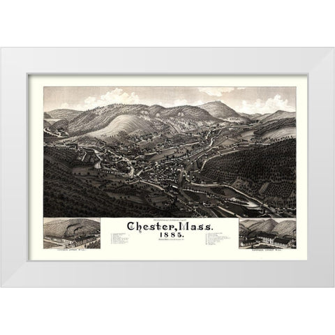 Chester Massachusetts - Burleigh 1885  White Modern Wood Framed Art Print by Burleigh