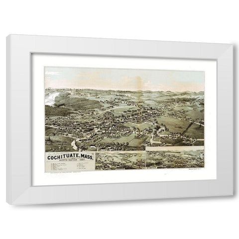 Cochituate Massachusetts - Norris 1887  White Modern Wood Framed Art Print by Norris
