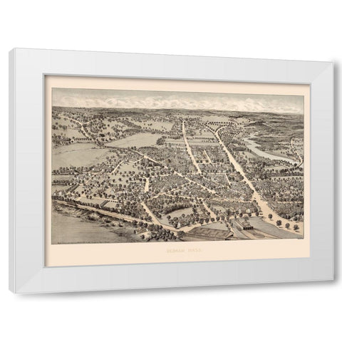 Dedham Massachusetts -1876 White Modern Wood Framed Art Print by Unknown