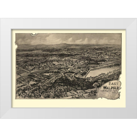 East Walpole Massachusetts - Poole 1898  White Modern Wood Framed Art Print by Poole