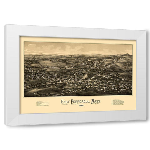 East Pepperell Massachusetts - Burleigh 1886  White Modern Wood Framed Art Print by Burleigh
