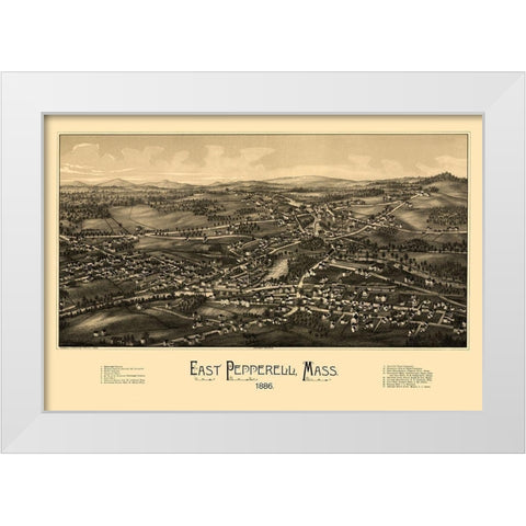 East Pepperell Massachusetts - Burleigh 1886  White Modern Wood Framed Art Print by Burleigh