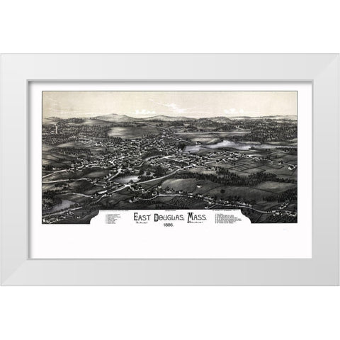 East Douglas Massachusetts - Burleigh 1886  White Modern Wood Framed Art Print by Burleigh