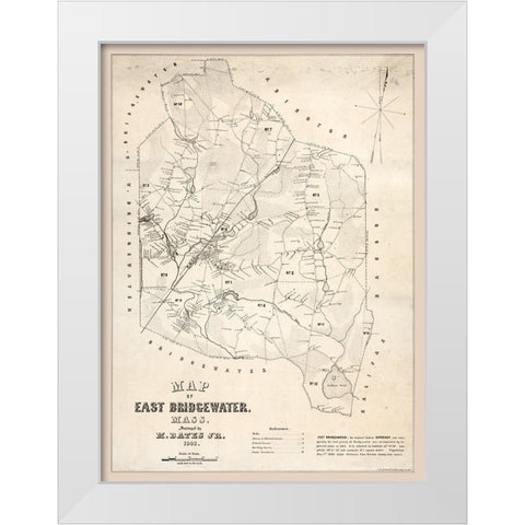 East Bridgewater Massachusetts - Bates 1848  White Modern Wood Framed Art Print by Bates
