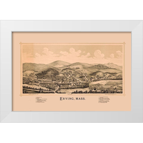 Erving Massachusetts - Burleigh 1891  White Modern Wood Framed Art Print by Burleigh