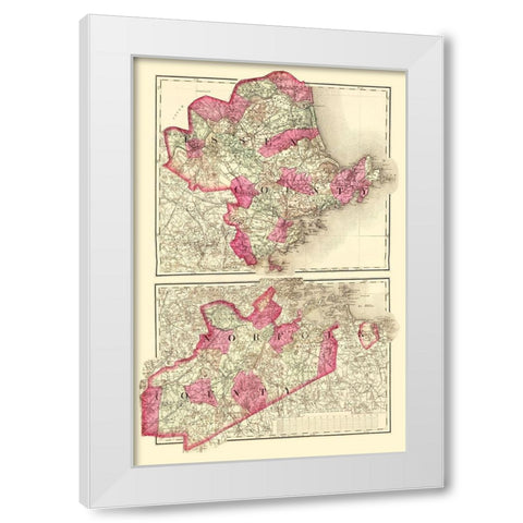 Essex  Norfolk Massachusetts - Walling 1871 White Modern Wood Framed Art Print by Walling