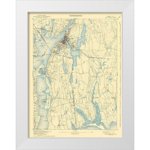Fall River Massachusetts Quad - USGS 1893 White Modern Wood Framed Art Print by USGS