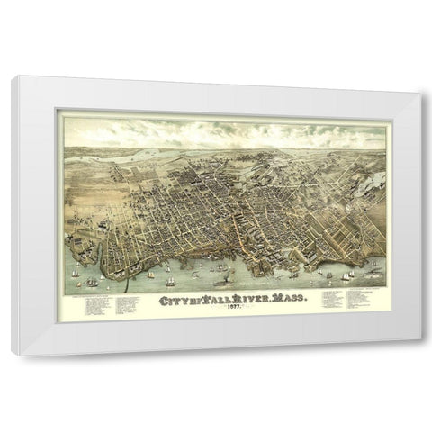 Fall River Massachusetts - Bailey 1877 White Modern Wood Framed Art Print by Bailey