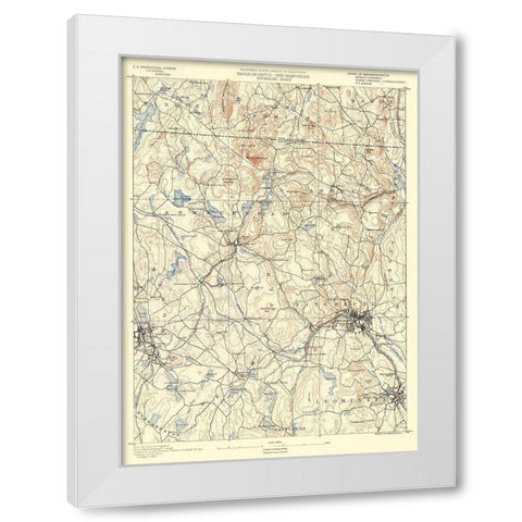 Fitchburg Massachusetts Sheet - USGS 1890 White Modern Wood Framed Art Print by USGS