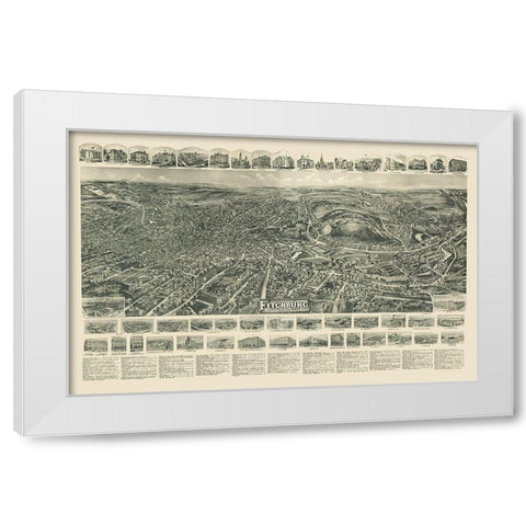 Fitchburg Massachusetts - Bailey 1915  White Modern Wood Framed Art Print by Bailey