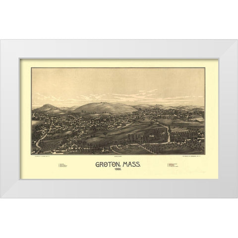 Groton Massachusetts - Burleigh 1886  White Modern Wood Framed Art Print by Burleigh